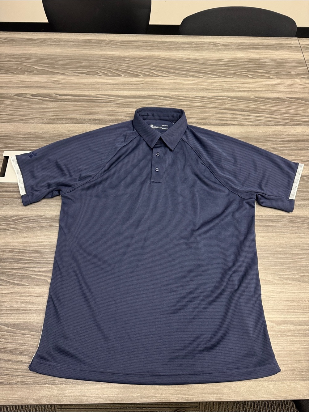 Under Armour Navy Polo with White Sleeve Trim